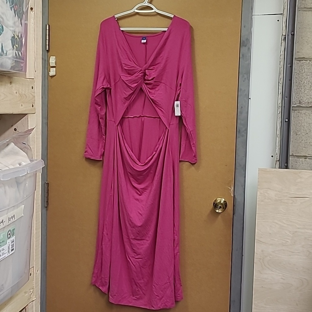 Old Navy Size 2X Fuschia Midi Length Cut Out Dress